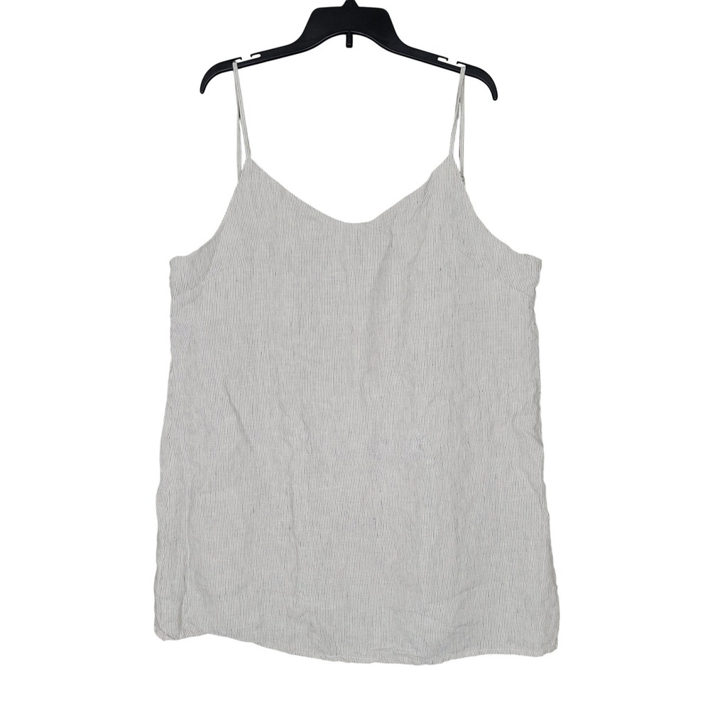 Threads by Bed Threads Cami Womens 3XL White Black Pinstripe 100% Linen Tank Top